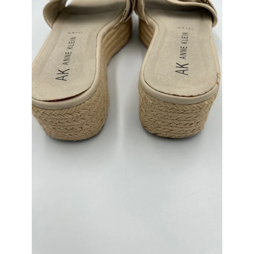 Anne Klein AK iFlex Cream Chain Link Platform Espadrille Slide Sandals Womens 9